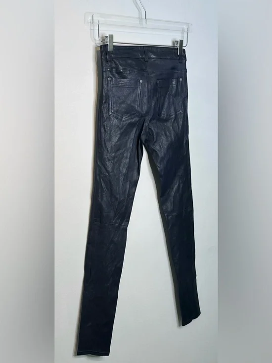 Alice + Olivia Navy Blue Lambskin Leather Skinny Pants Jeans NWT - Picture 7 of 13